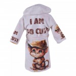 Детски халат Monkey DF печат с качулка S 